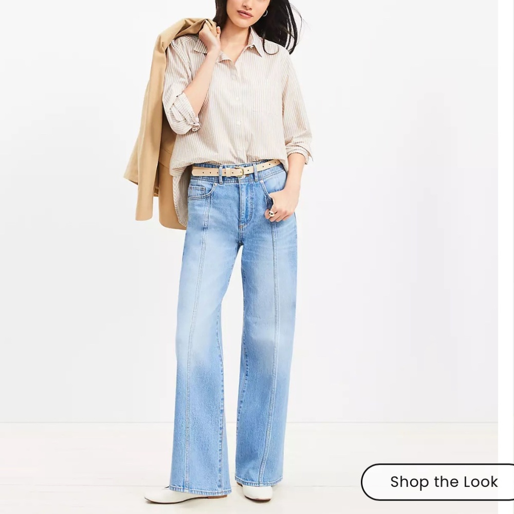 Petite Seamed Wide Leg Jeans in Bright Authentic Indigo